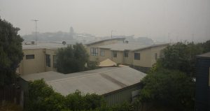 Smoke descends on the Grove