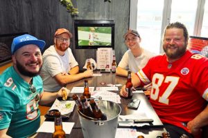 Fans flock to Sporting Globe for Super Bowl