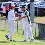 Murray Biemans congratulates Matt Pratt on his innings